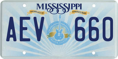 MS license plate AEV660
