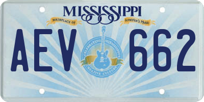 MS license plate AEV662