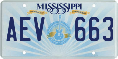 MS license plate AEV663