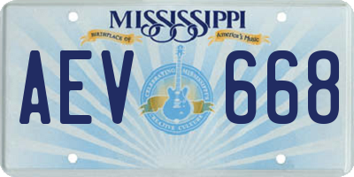 MS license plate AEV668