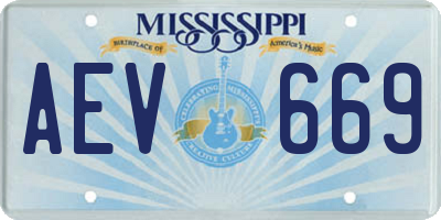 MS license plate AEV669