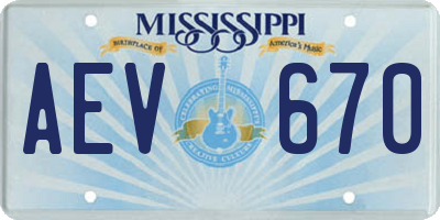 MS license plate AEV670