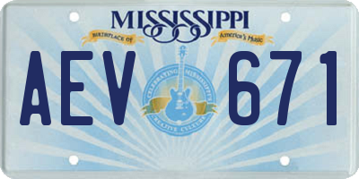 MS license plate AEV671
