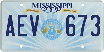 MS license plate AEV673