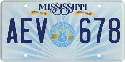 MS license plate AEV678