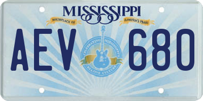 MS license plate AEV680