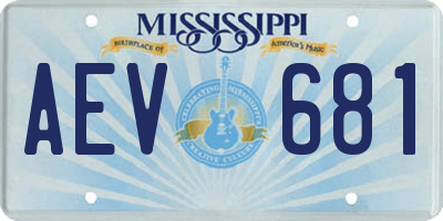 MS license plate AEV681