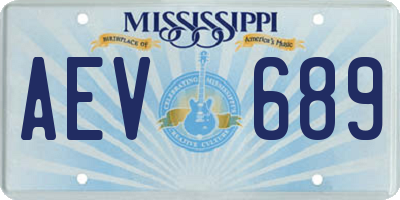 MS license plate AEV689