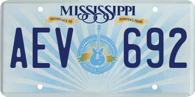 MS license plate AEV692