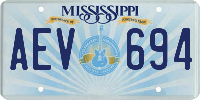 MS license plate AEV694