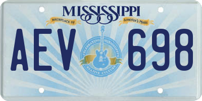 MS license plate AEV698