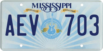MS license plate AEV703