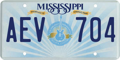 MS license plate AEV704