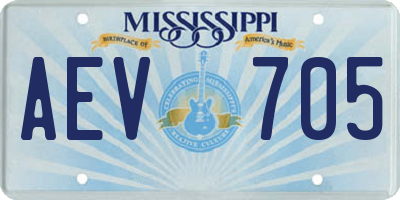 MS license plate AEV705