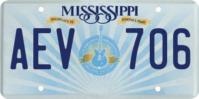 MS license plate AEV706