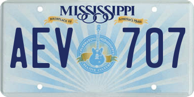 MS license plate AEV707