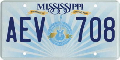 MS license plate AEV708