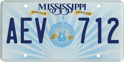 MS license plate AEV712