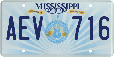 MS license plate AEV716
