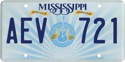 MS license plate AEV721