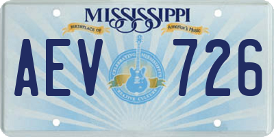 MS license plate AEV726