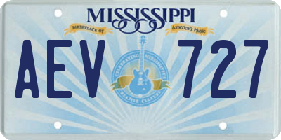 MS license plate AEV727