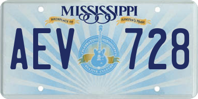 MS license plate AEV728