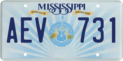 MS license plate AEV731