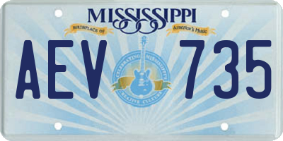MS license plate AEV735