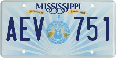 MS license plate AEV751