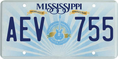 MS license plate AEV755