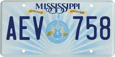 MS license plate AEV758