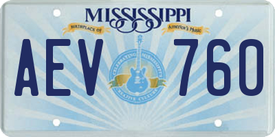 MS license plate AEV760