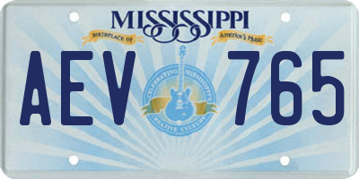 MS license plate AEV765