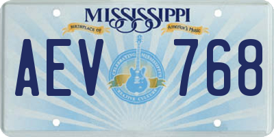 MS license plate AEV768
