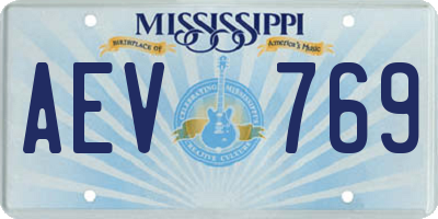 MS license plate AEV769