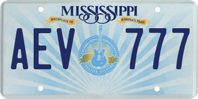 MS license plate AEV777