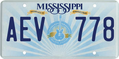 MS license plate AEV778