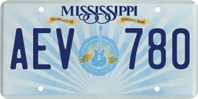 MS license plate AEV780