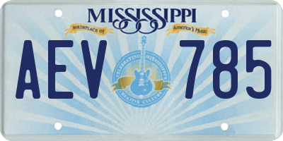 MS license plate AEV785