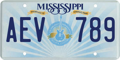 MS license plate AEV789