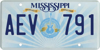 MS license plate AEV791