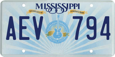 MS license plate AEV794