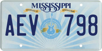 MS license plate AEV798