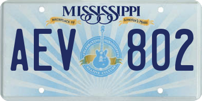 MS license plate AEV802