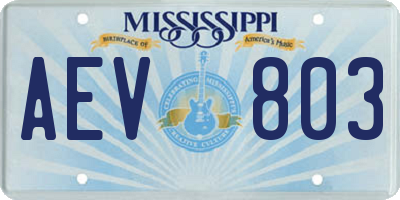 MS license plate AEV803