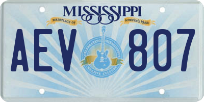MS license plate AEV807