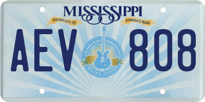 MS license plate AEV808