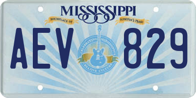 MS license plate AEV829