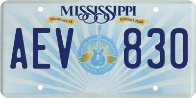MS license plate AEV830
